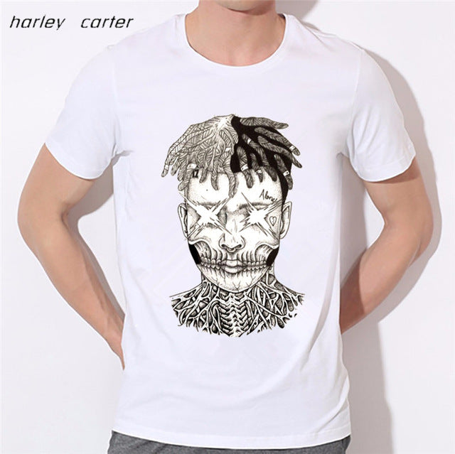 Men's Hip Hop Swag Raper Xxxtentacion Print T-shirt 2017 Summer Soft White Tee Shirt Homme Unisex Fashion Tops Tee Look AT ME