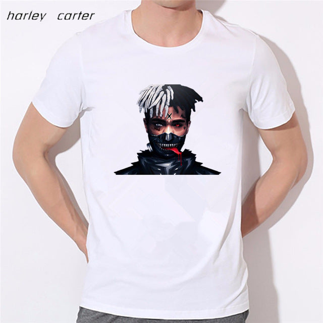 Men's Hip Hop Swag Raper Xxxtentacion Print T-shirt 2017 Summer Soft White Tee Shirt Homme Unisex Fashion Tops Tee Look AT ME