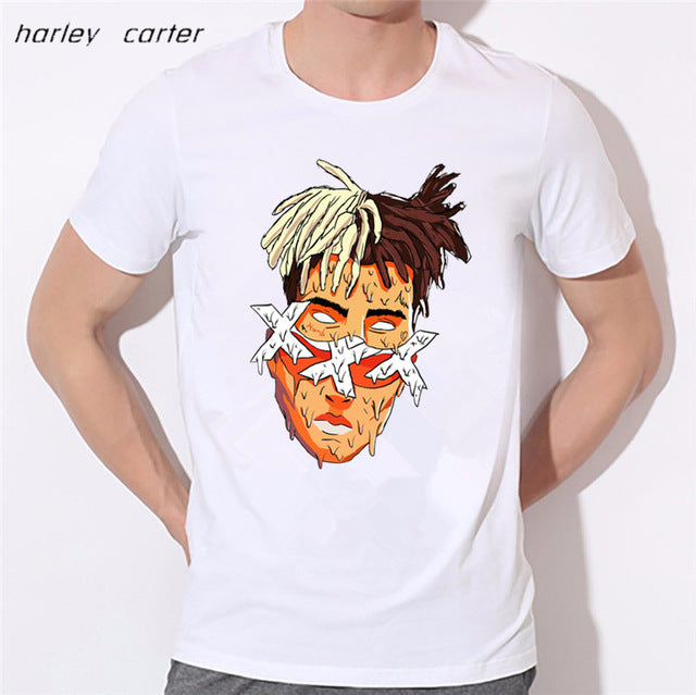 Men's Hip Hop Swag Raper Xxxtentacion Print T-shirt 2017 Summer Soft White Tee Shirt Homme Unisex Fashion Tops Tee Look AT ME