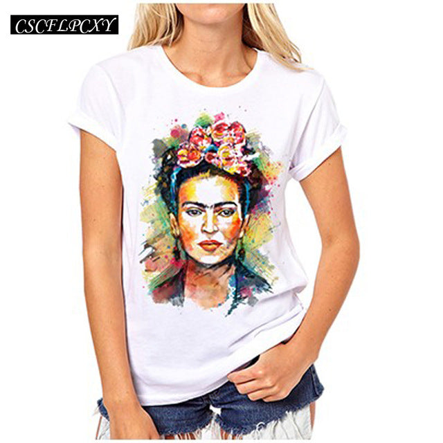 Women T Shirts Street Fashion Slim Summer Black T Shirt Women 2017 New Planet Print Casual Slim Women Tops T-Shirts Plus Size