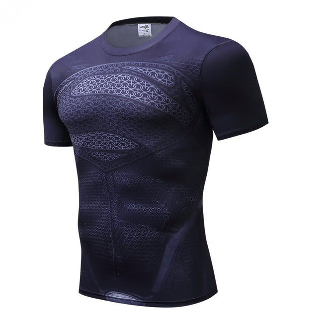 Superman Camisetas Homens Camisas de Compressão Batman Tops The Flash Camisetas Fitness Crossfit Tees Musculação camiseta rashguard