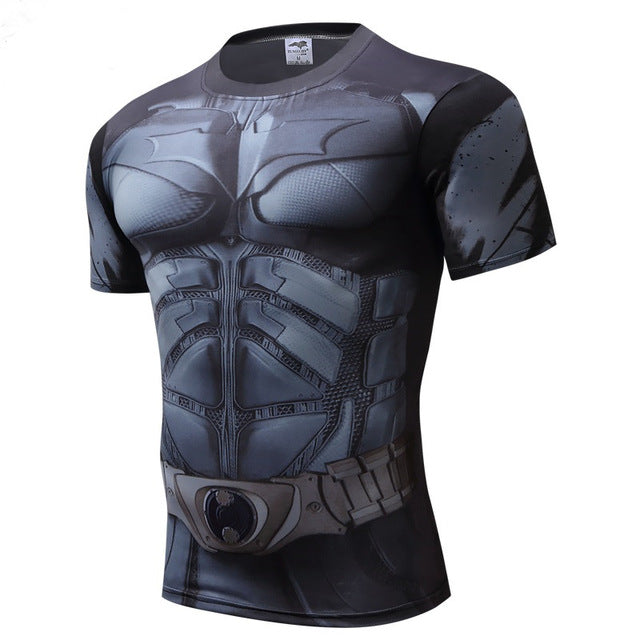 Superman Camisetas Homens Camisas de Compressão Batman Tops The Flash Camisetas Fitness Crossfit Tees Musculação camiseta rashguard