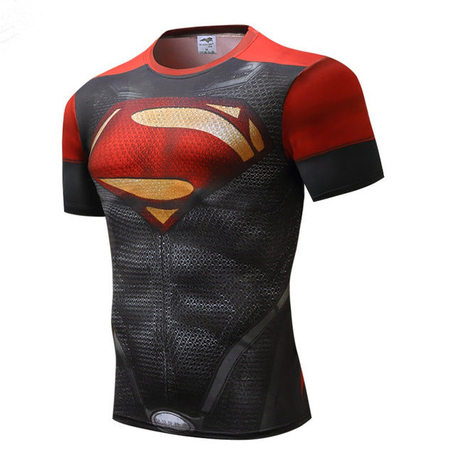 Superman Camisetas Homens Camisas de Compressão Batman Tops The Flash Camisetas Fitness Crossfit Tees Musculação camiseta rashguard