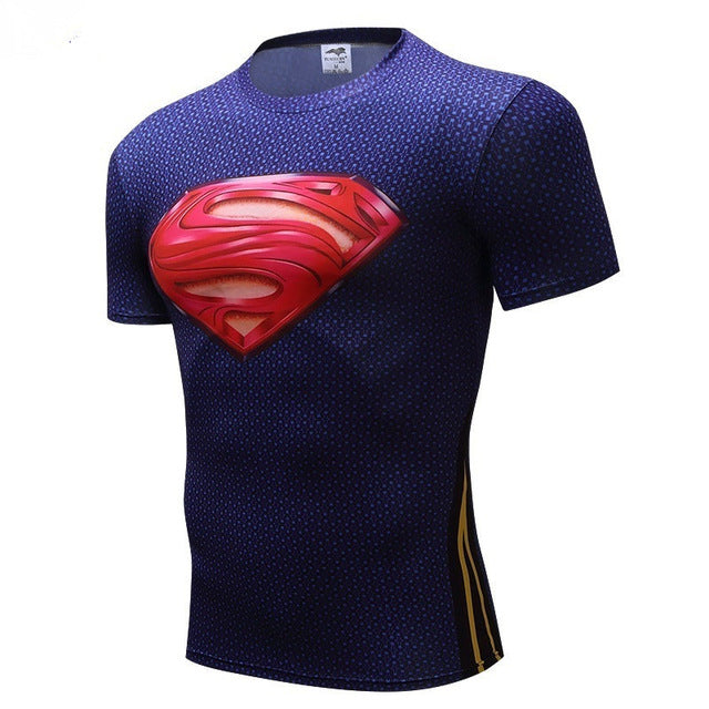 Superman Camisetas Homens Camisas de Compressão Batman Tops The Flash Camisetas Fitness Crossfit Tees Musculação camiseta rashguard