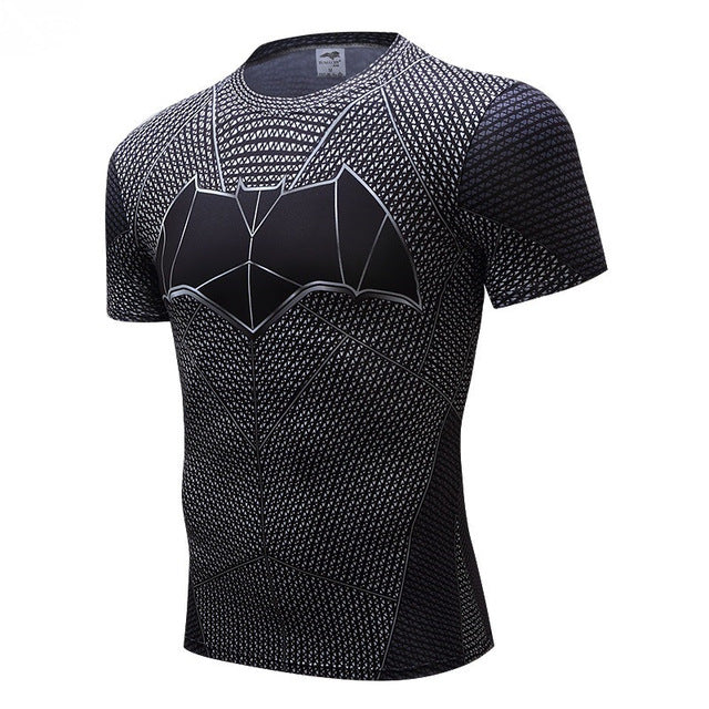 Superman Camisetas Homens Camisas de Compressão Batman Tops The Flash Camisetas Fitness Crossfit Tees Musculação camiseta rashguard