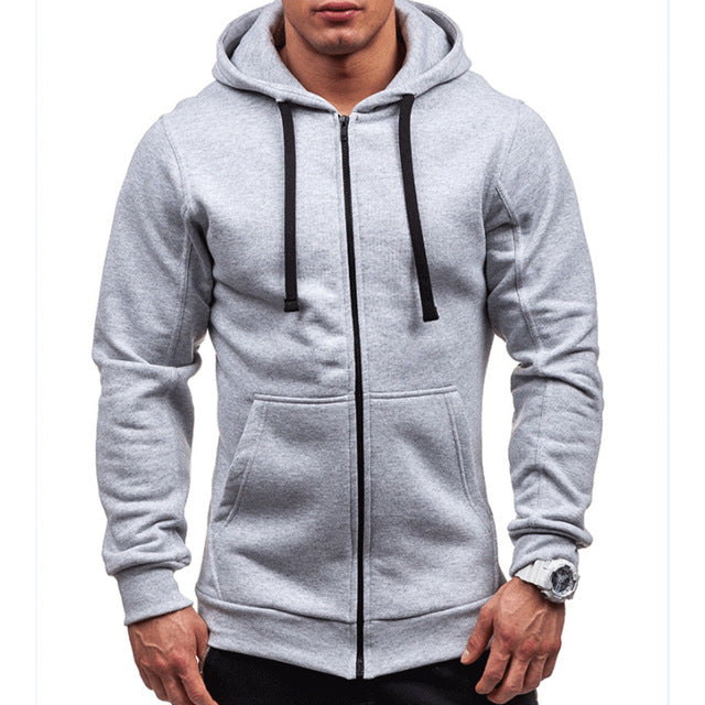 Plus Size Men's Hoodies Tracksuit 2018 Casual Drawstring Front Pockets Long Sleeve Sweatshirt Male Zipper Slim Solid Color Coat