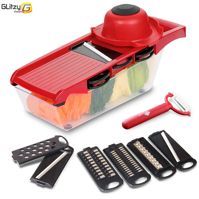 Cortador de legumes mandoline slicer 6 lâminas julienne ralador descascador frutas batata cebola ferramentas acessórios cozinha cozinhar gadget