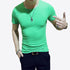 LLYGE Camiseta masculina de manga curta, gola redonda, casual, verão, cor sólida, algodão, slim fit, camisetas masculinas, estilo básico, fitness, camiseta masculina