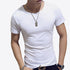 LLYGE Camiseta masculina de manga curta, gola redonda, casual, verão, cor sólida, algodão, slim fit, camisetas masculinas, estilo básico, fitness, camiseta masculina