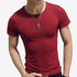 LLYGE Camiseta masculina de manga curta, gola redonda, casual, verão, cor sólida, algodão, slim fit, camisetas masculinas, estilo básico, fitness, camiseta masculina