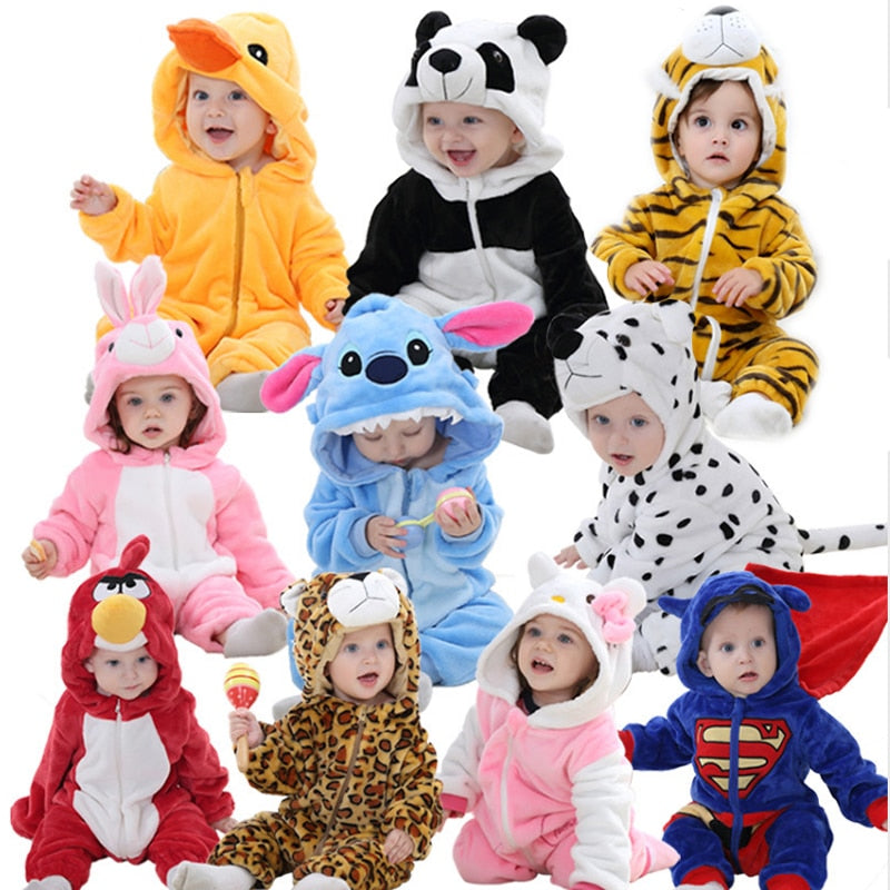IDGIRL 2018 Cute Cartoon Flannel Baby Rompers Novelty Rabbit Cotton boy girl Animal Rompers Stitch Baby's Sets Baby kigurumi