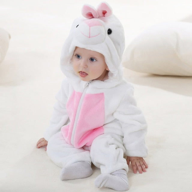 IDGIRL 2018 Cute Cartoon Flannel Baby Rompers Novelty Rabbit Cotton boy girl Animal Rompers Stitch Baby's Sets Baby kigurumi