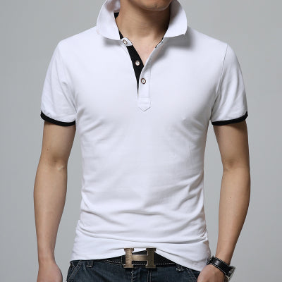 Fashion Men's Polo Shirt 2018 Summer Short Sleeve Slim Fit Lapel polo shirt 95% cotton Top Tees white black gray navy blue