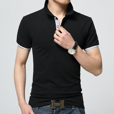 Fashion Men's Polo Shirt 2018 Summer Short Sleeve Slim Fit Lapel polo shirt 95% cotton Top Tees white black gray navy blue