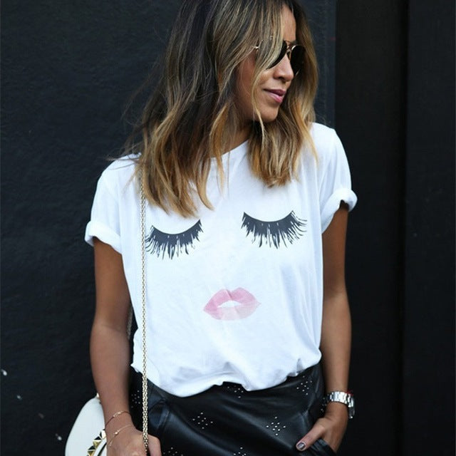 New 2017 Summer Women T-shirt Print Super T Shirt White Cotton Letter Tops Tee Harajuku Tshirt