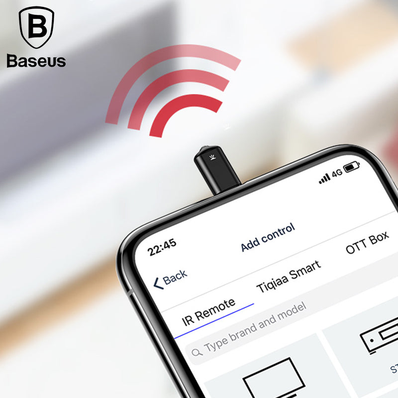 Baseus RO1 Controle remoto infravermelho universal para iPhone 7 8 8P X IR Controle remoto inteligente sem fio para projetor de ar condicionado de TV