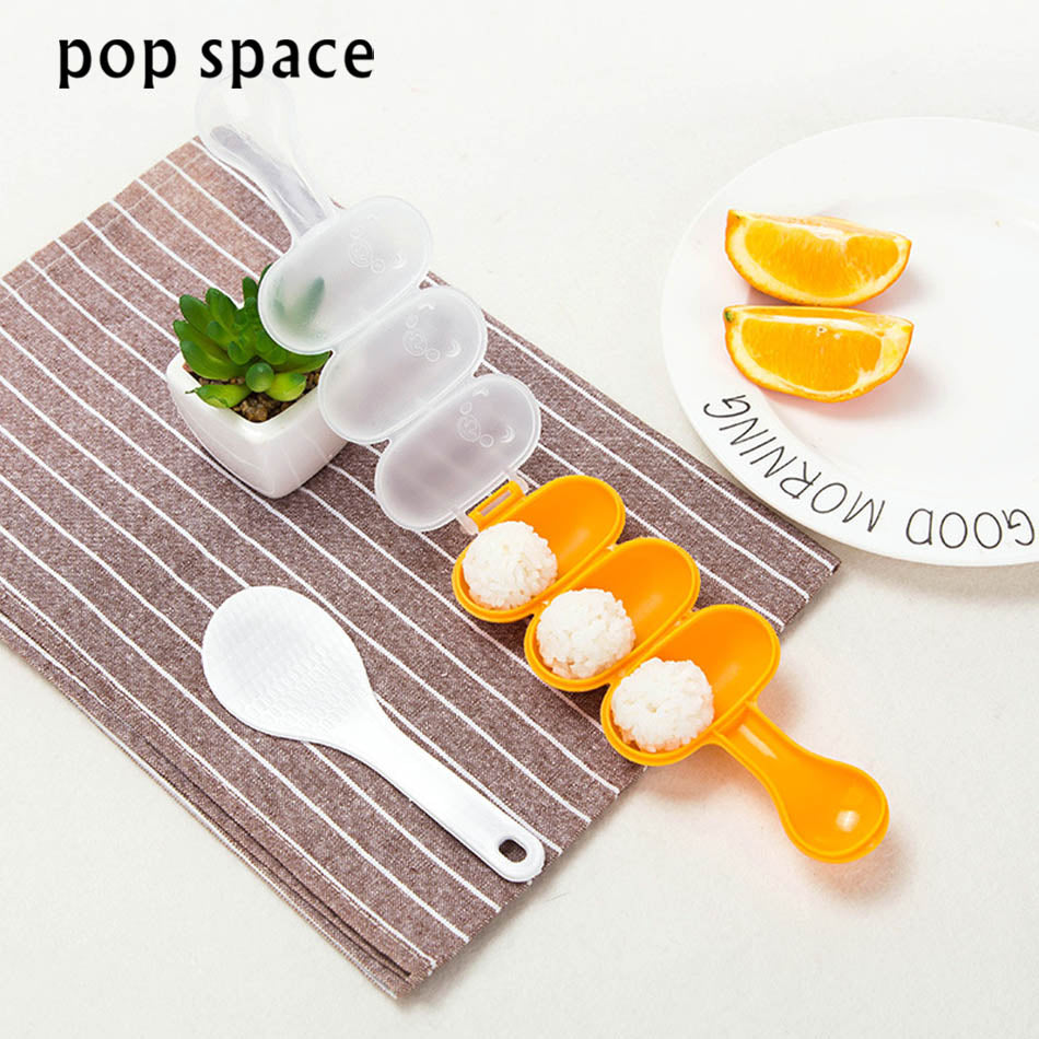 Espaço pop 1 conjunto de moldes para bola de arroz, faça você mesmo, molde para fazer sushi, cortador de algas, bola de arroz com colher, ferramentas de molde de cozinha