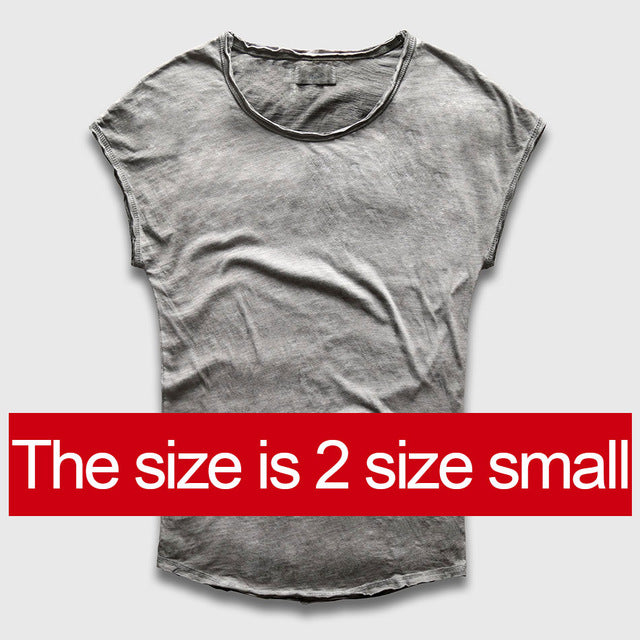 Zecmos Vintage Black T-Shirt Men China Size Fashion Heavy Washed T Shirts For Men Slim Fit V Neck Top Tees Male Short Sleeve