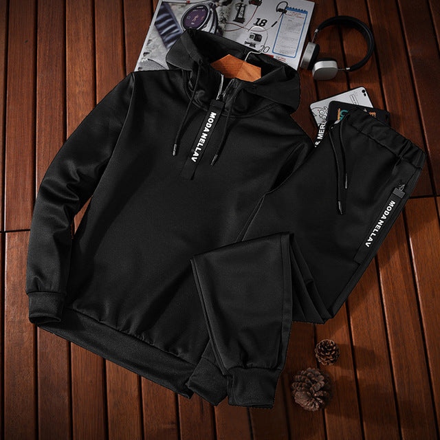 Loldeal Men's Sportswear Tracksuit Two Piece Sets Pullover Hoodies + Pants Sportwear Suit Male Hoodies plus sportsman wear M-5XL
