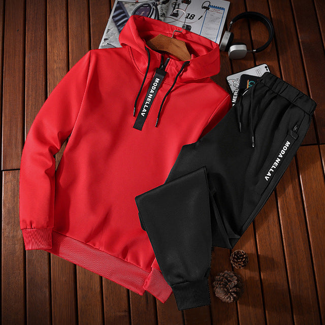 Loldeal Men's Sportswear Tracksuit Two Piece Sets Pullover Hoodies + Pants Sportwear Suit Male Hoodies plus sportsman wear M-5XL