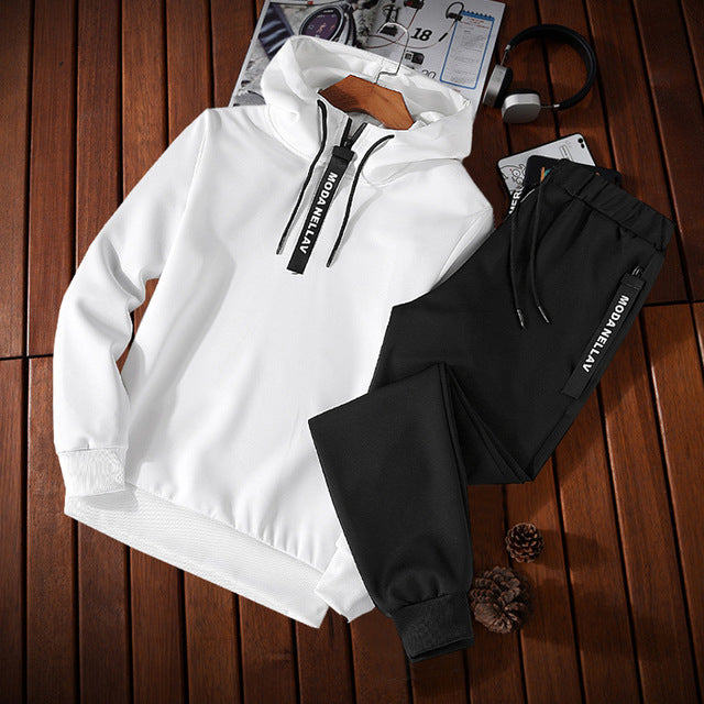 Loldeal Men's Sportswear Tracksuit Two Piece Sets Pullover Hoodies + Pants Sportwear Suit Male Hoodies plus sportsman wear M-5XL