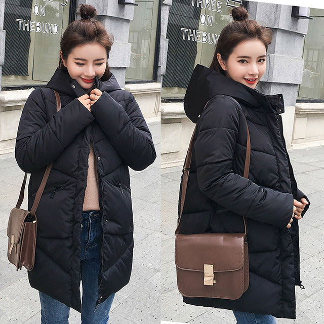 New parka women 2018 Winter Jacket Women Coats Hooded Ladies Coats Female Parka Thick Cotton Padded Lining Winter Female Coats
