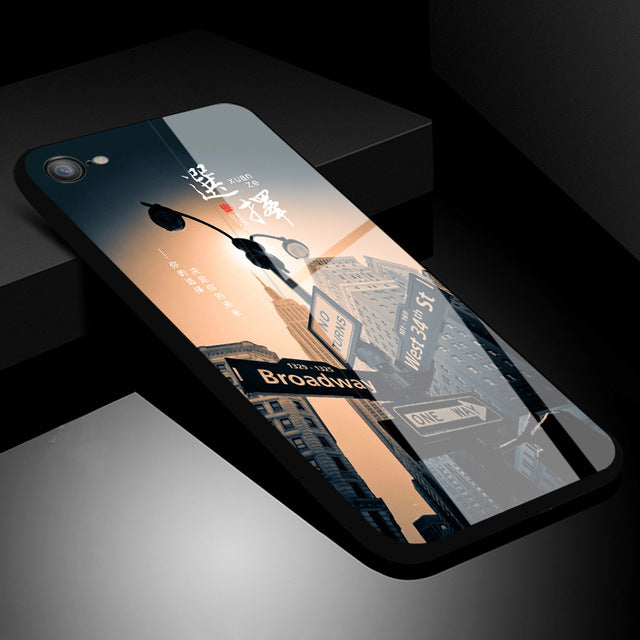IIOZO Luxury Tempered Glass Case For iPhone 7 8 7 plus Scenery Full Protection Glass Hard Back Cover For iPhone 7 6 6S Plus