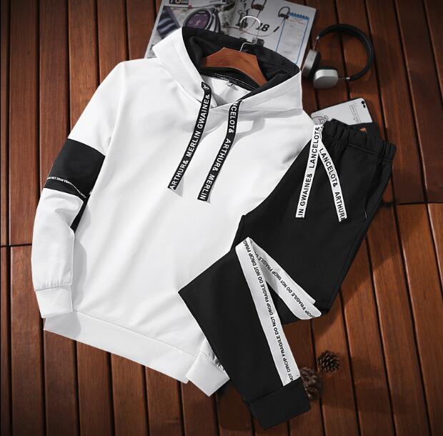Loldeal Men's Sportswear Tracksuit Two Piece Sets Pullover Hoodies + Pants Sportwear Suit Male Hoodies plus sportsman wear M-5XL