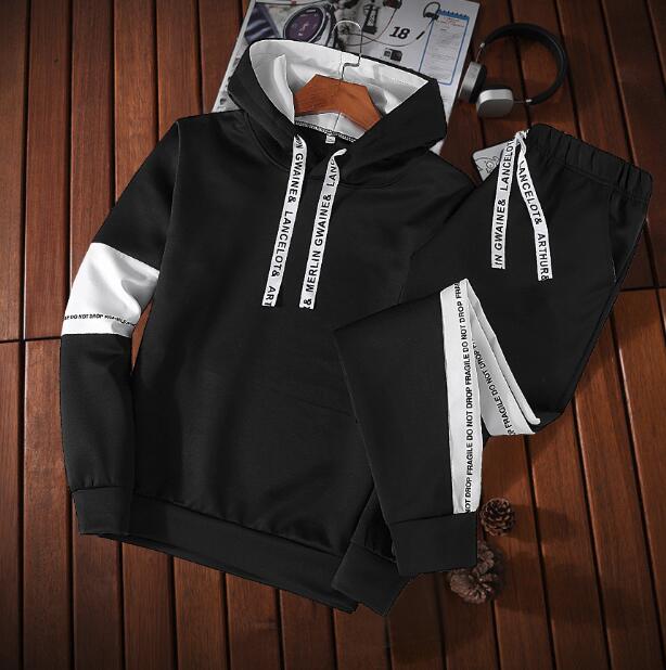 Loldeal Men's Sportswear Tracksuit Two Piece Sets Pullover Hoodies + Pants Sportwear Suit Male Hoodies plus sportsman wear M-5XL