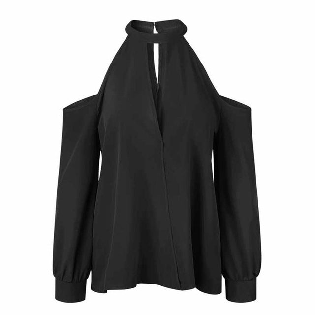 تي شيرت نسائي صيفي مثير ومثير على الموضة تي شيرت نسائي 2018 Blusa الأنثوية أبيض مكشوف الأكتاف تي شيرت نسائي تي شيرت مجوف