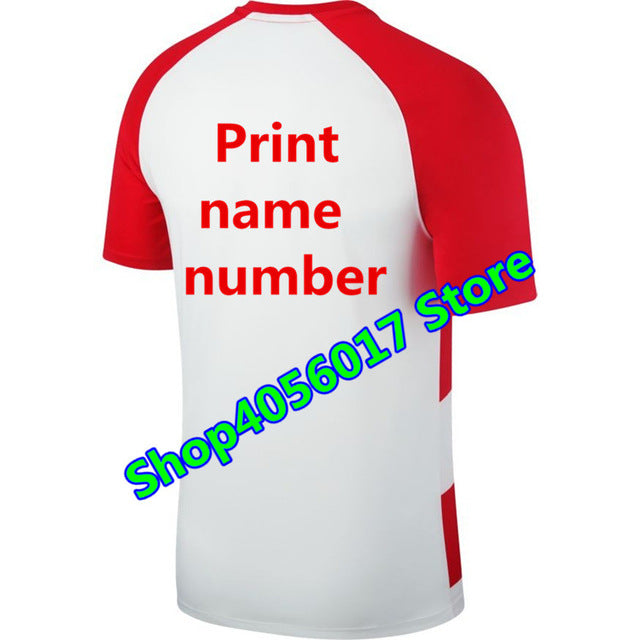 In spot! Best Quality adult T-shirt 2018 2019 new Croatia man shirts 17 18 Casual Red and white plaid shirt Tees Free shipping