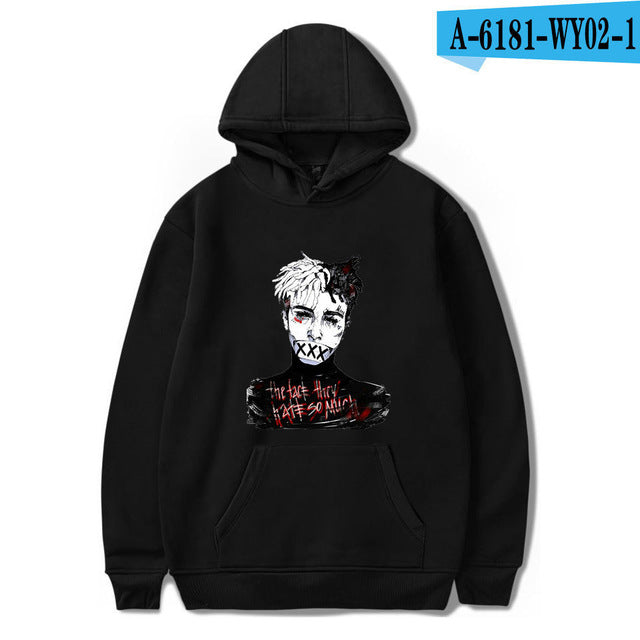 Xxxtentacion هوديس حزين الرجال بلوزات مغني الراب الهيب هوب قناع السترة Sweatshirts الذكور/النساء سوداديراس هود hoddie