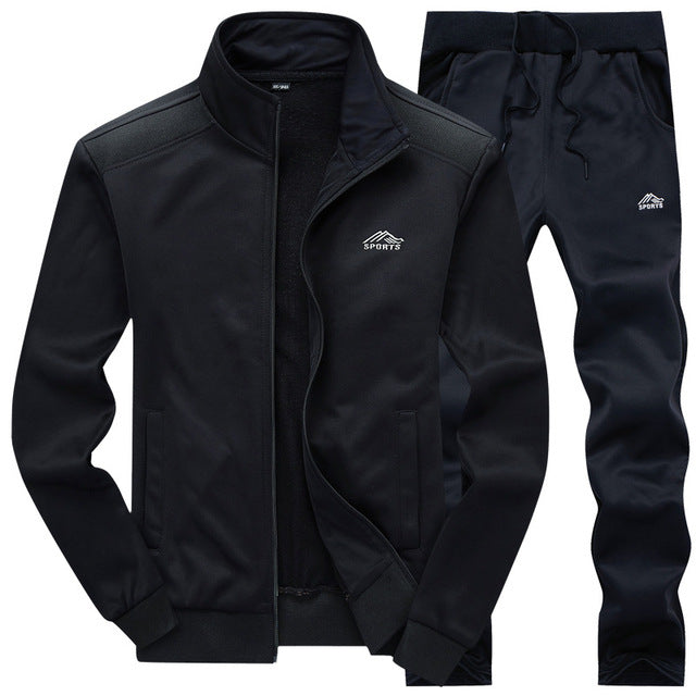 Loldeal  Men's Sportswear Suit Black Sportsman  Baseball Student Hoodie Male  tracksuits Autumn
