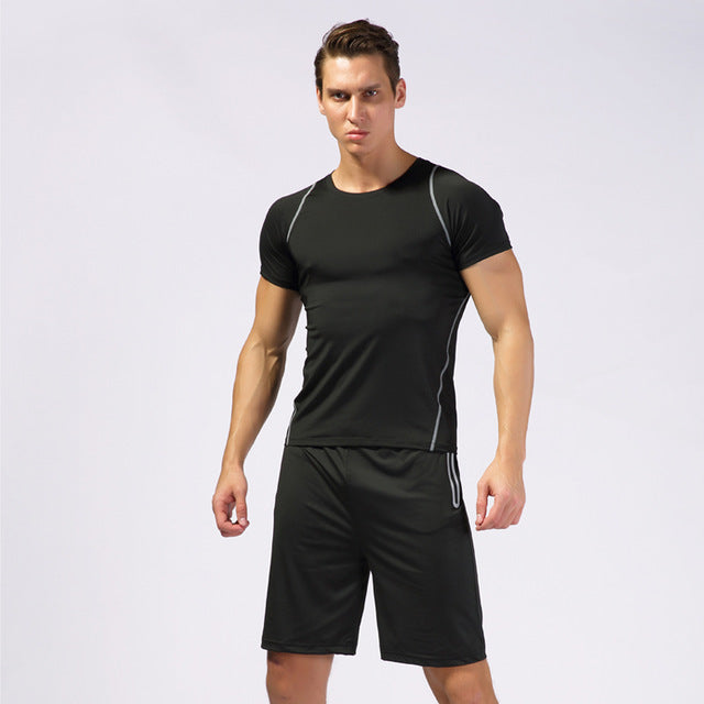 New Summer Tracksuit Men Sets Quick Dry Breathable Sportwear Fitness Suit for Men Workout Compression Suit Sportswear 1-4pcs