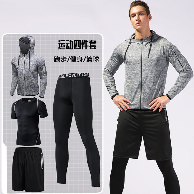 New Summer Tracksuit Men Sets Quick Dry Breathable Sportwear Fitness Suit for Men Workout Compression Suit Sportswear 1-4pcs