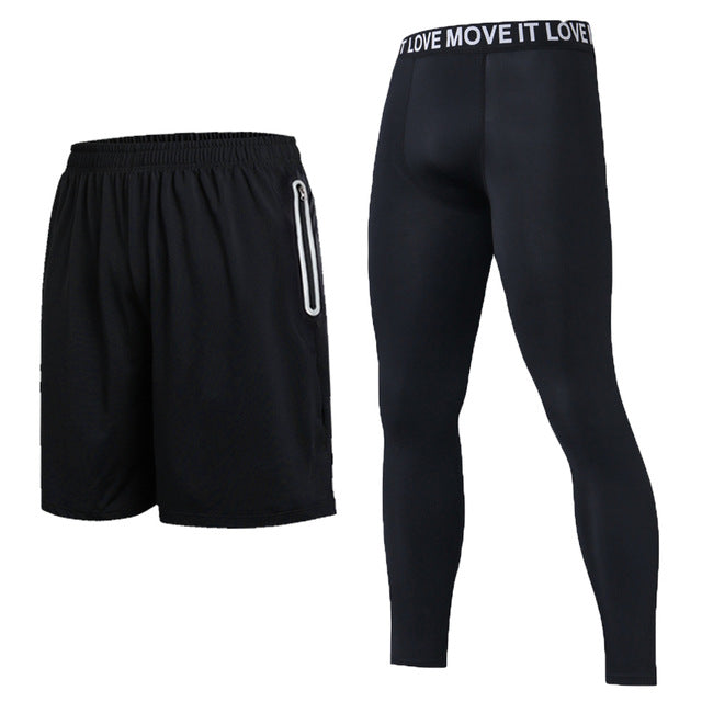 New Summer Tracksuit Men Sets Quick Dry Breathable Sportwear Fitness Suit for Men Workout Compression Suit Sportswear 1-4pcs