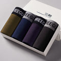 THREEGUN 4Pcs/Lot Boxer Shorts Sexy U Convex Underwear Men Cotton Gay Underwear Male Brand Large Size Underpants vetement homme