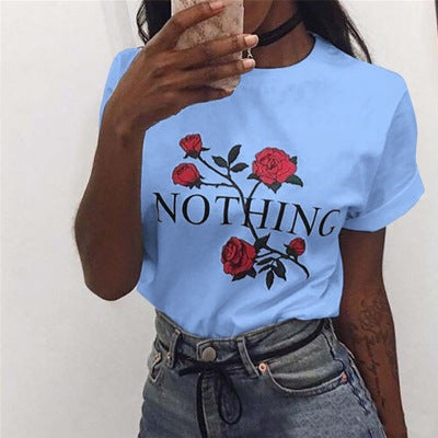 NIBESSER Plus Size 3XL pink T Shirt Women Summer 2018 Short Sleeve O-Neck Tops Tees Casual Floral Print TShirt Womens Funny tees