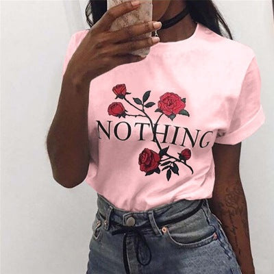 NIBESSER Plus Size 3XL pink T Shirt Women Summer 2018 Short Sleeve O-Neck Tops Tees Casual Floral Print TShirt Womens Funny tees