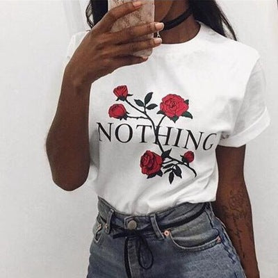 NIBESSER Plus Size 3XL pink T Shirt Women Summer 2018 Short Sleeve O-Neck Tops Tees Casual Floral Print TShirt Womens Funny tees