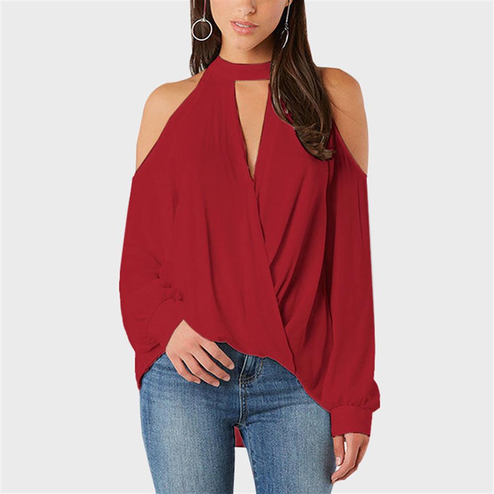تي شيرت نسائي صيفي مثير ومثير على الموضة تي شيرت نسائي 2018 Blusa الأنثوية أبيض مكشوف الأكتاف تي شيرت نسائي تي شيرت مجوف