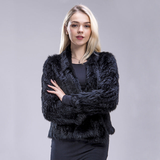 Fxfurs أستراليا جديد حقيقي الألوان سميكة محبوك سترة فرو الأرنب الحقيقي المرأة شتاء دافئ موضة/معطف فرو سيدة
