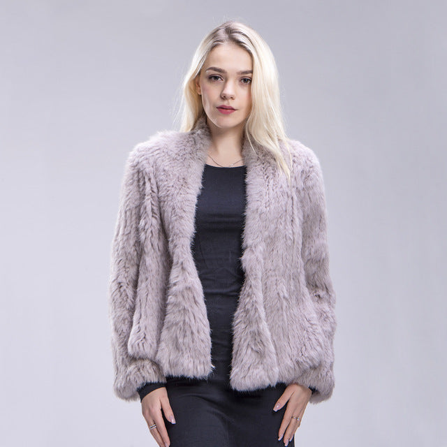 Fxfurs أستراليا جديد حقيقي الألوان سميكة محبوك سترة فرو الأرنب الحقيقي المرأة شتاء دافئ موضة/معطف فرو سيدة