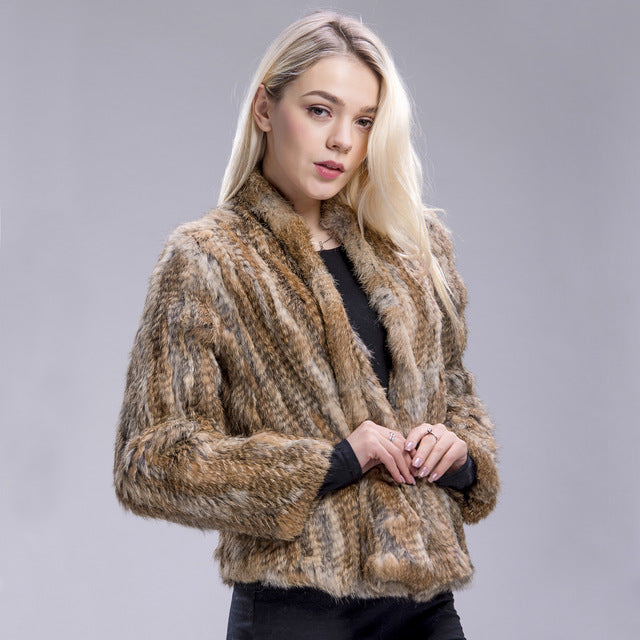Fxfurs أستراليا جديد حقيقي الألوان سميكة محبوك سترة فرو الأرنب الحقيقي المرأة شتاء دافئ موضة/معطف فرو سيدة
