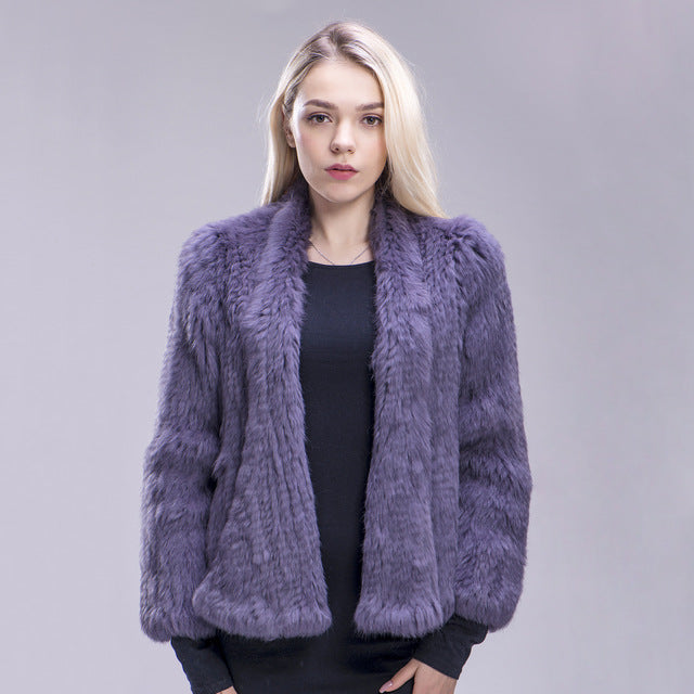 Fxfurs أستراليا جديد حقيقي الألوان سميكة محبوك سترة فرو الأرنب الحقيقي المرأة شتاء دافئ موضة/معطف فرو سيدة