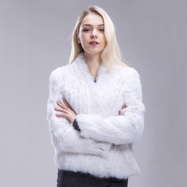 Fxfurs أستراليا جديد حقيقي الألوان سميكة محبوك سترة فرو الأرنب الحقيقي المرأة شتاء دافئ موضة/معطف فرو سيدة
