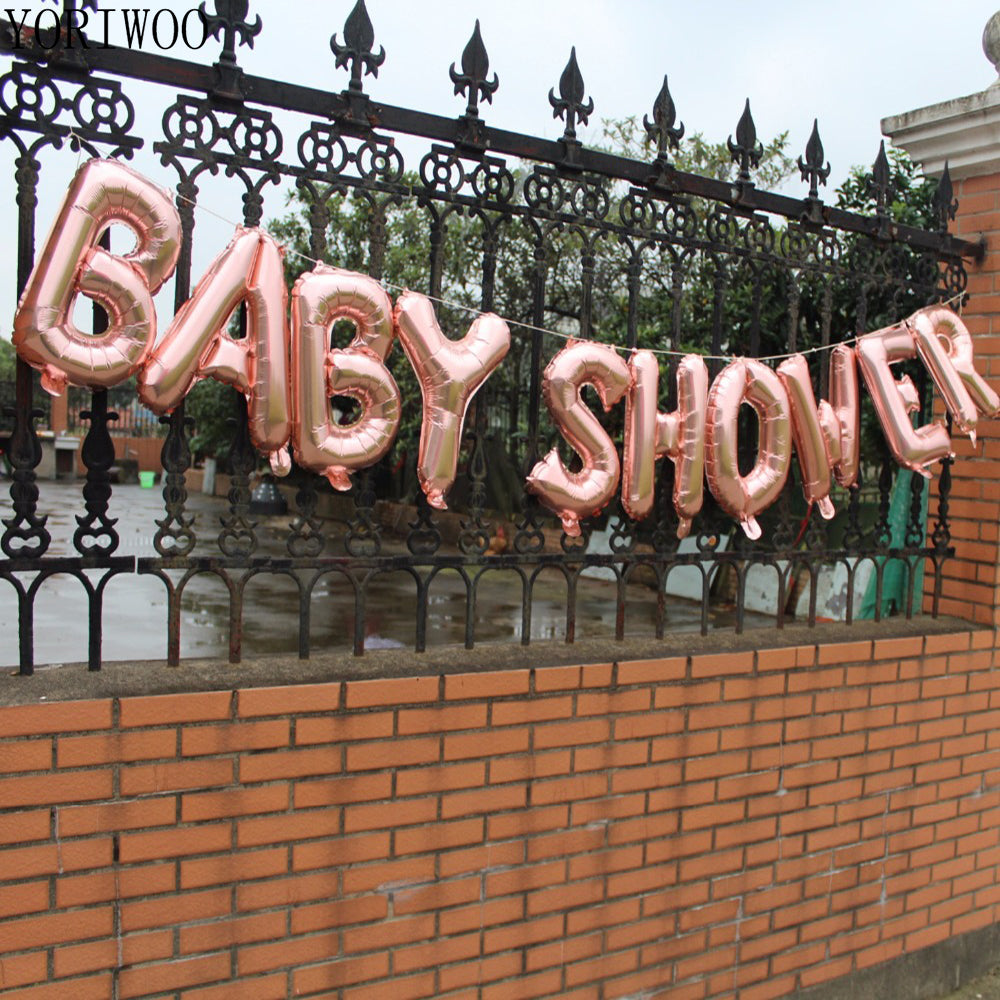 YORIWOO Baby Shower 16inch Oh Baby Foil Balloons It's Boy Or Girl Gender Reveal Rose Gold Balloons Babyshower Party Supplies Kid