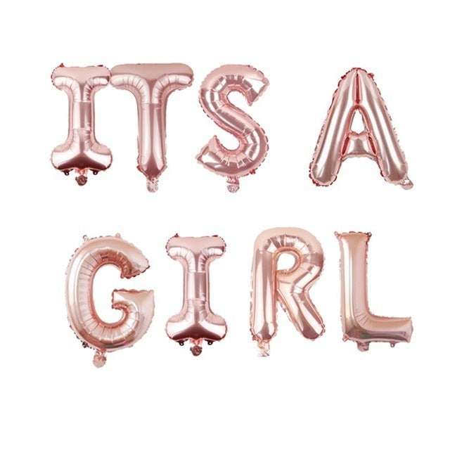 YORIWOO Baby Shower 16inch Oh Baby Foil Balloons It's Boy Or Girl Gender Reveal Rose Gold Balloons Babyshower Party Supplies Kid