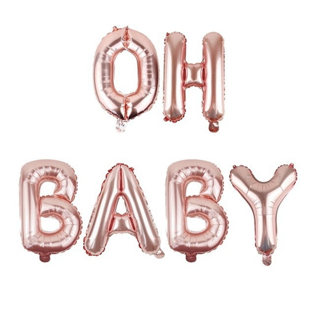 YORIWOO Baby Shower 16inch Oh Baby Foil Balloons It's Boy Or Girl Gender Reveal Rose Gold Balloons Babyshower Party Supplies Kid