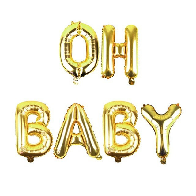 YORIWOO Baby Shower 16inch Oh Baby Foil Balloons It's Boy Or Girl Gender Reveal Rose Gold Balloons Babyshower Party Supplies Kid